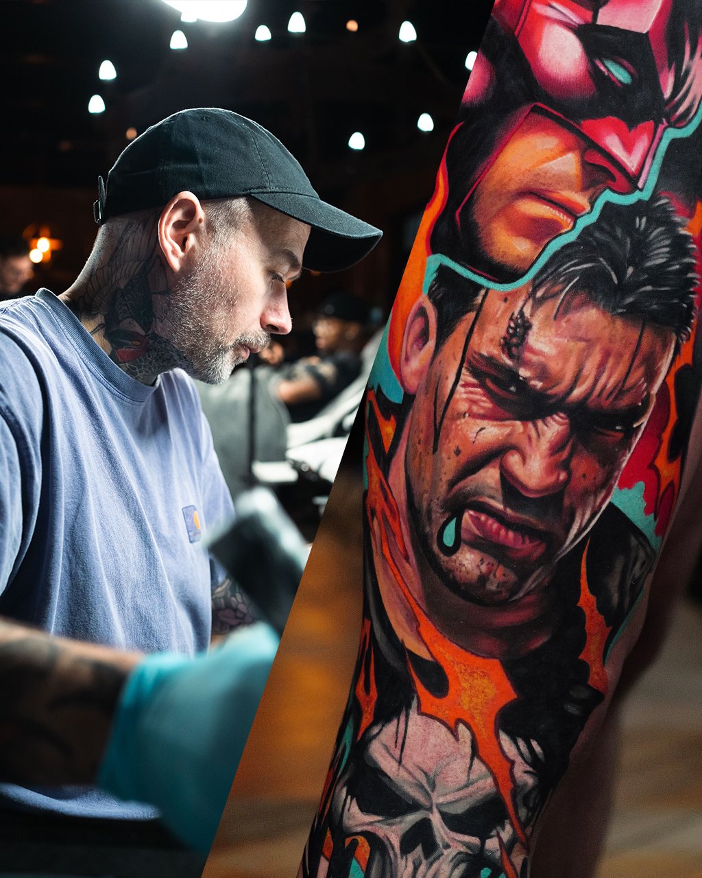 Tibor Varga tattoo artist working in the studio North OF Winter